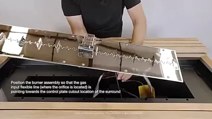 How to Assemble and Operate your Gas Fireplace? 2 Positioning the burner assembly with gas input facing the controlplatecutout