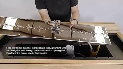 How to Assemble and Operate your Gas Fireplace? 4 Feeding gas line, thermocouple, grounding wire, and ignitor wirethrough theopening